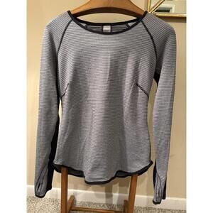 Lululemon Womens Size 6 Runder Under L/S Mini Check Pique Black/White Reversible